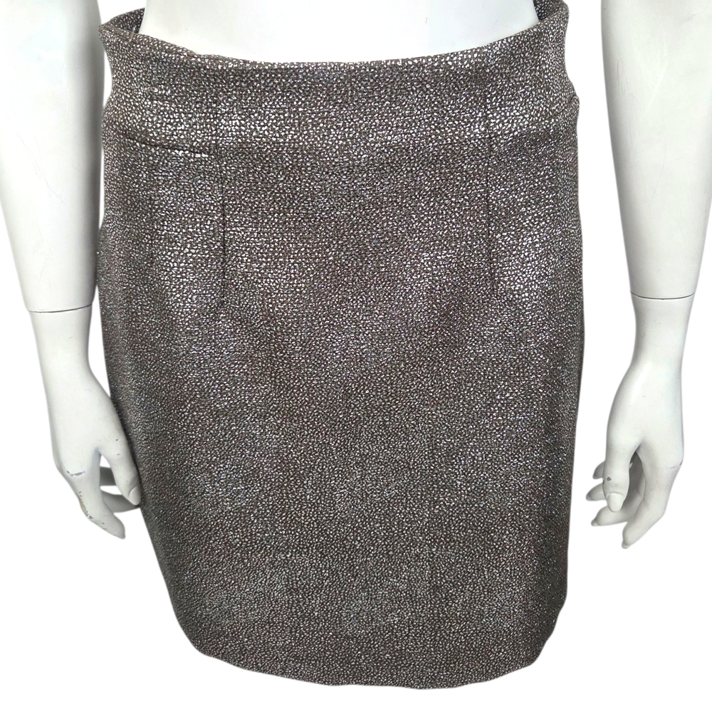H&M Shimmer Shine Mini Skirt NEW Womens 8 Beige Nude Silver Sequin Sparkle